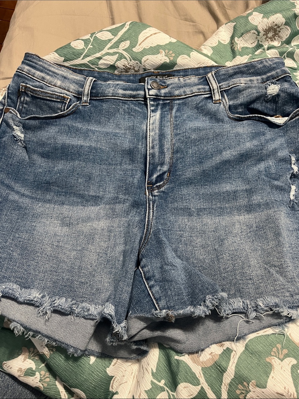 Judy Blue Distressed Medium Wash Denim Jean Shorts